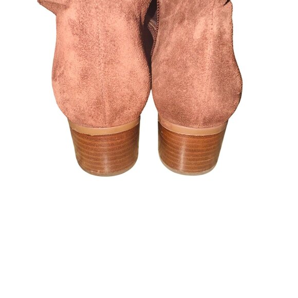 Naturalizer Demi Riding Boot Knee-High Brown Suede Leather Boots Wide Leg Tassle - Picture 10 of 14